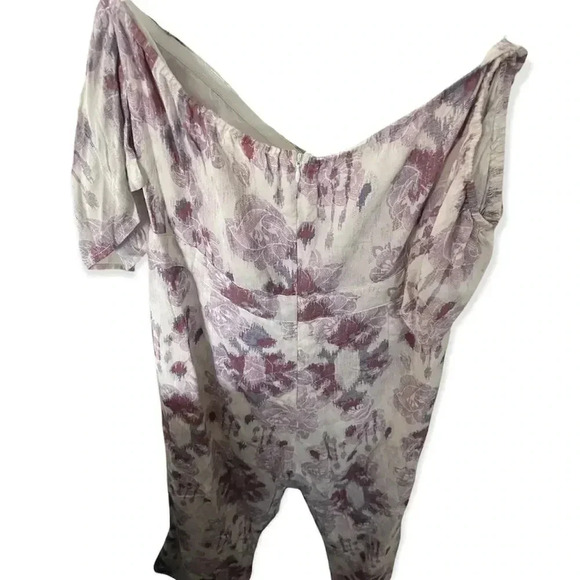 Honey Punch purple floral jumpsuit midi off shoulder size Large - Picture 3 of 5